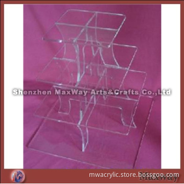 Transparent Square 4 Tiers Acrylic Party Wedding Cupcake Stand